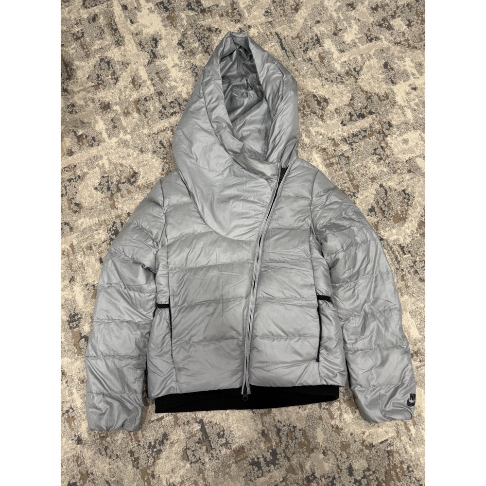 Nike Women's DOWN FILLED HOODED JACKET Silver 854767-065 Size XS‎